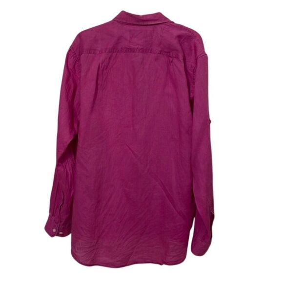 Hickey Freeman Fuschia Pink Linen Button Down Shirt Mens Size Large Casual - Picture 7 of 9